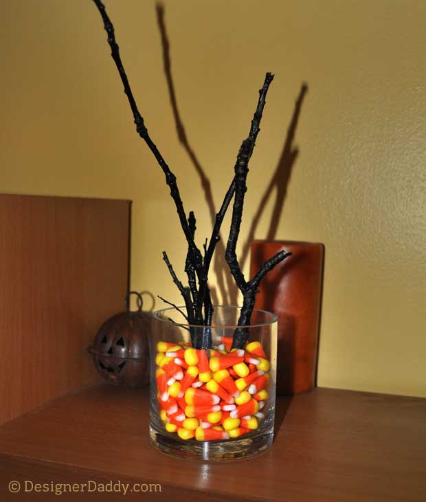 Candy Corn Crafts for Halloween - creepy twig bouquet