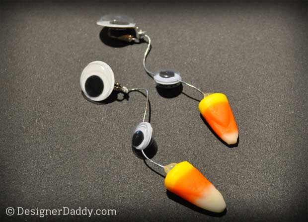 Candy Corn Crafts for Halloween - googly-eyed earrings