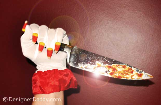 Candy Corn Crafts for Halloween - candy-tipped clown gloves